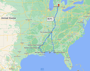 natchez road trip map