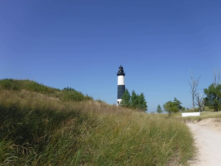 Ludington lighthouse from the trail