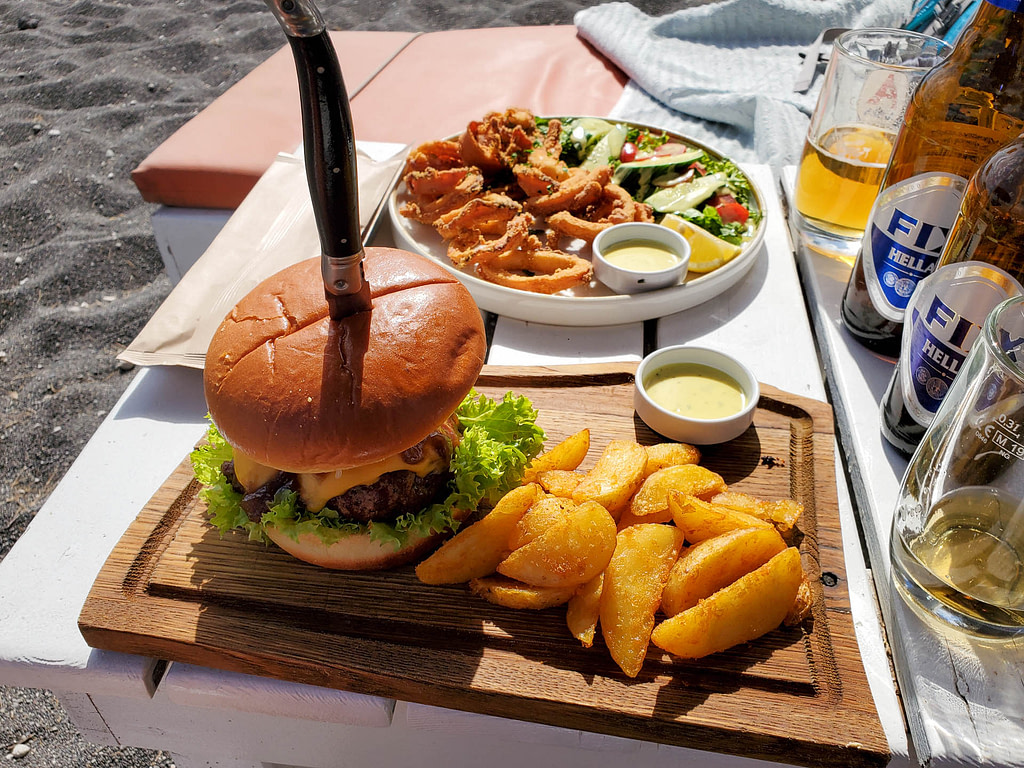 burger and calamari