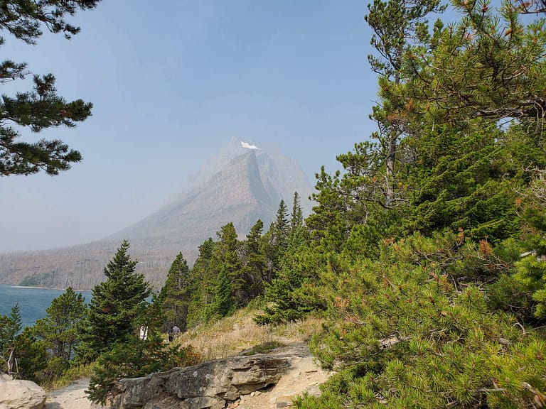 mountain and lake