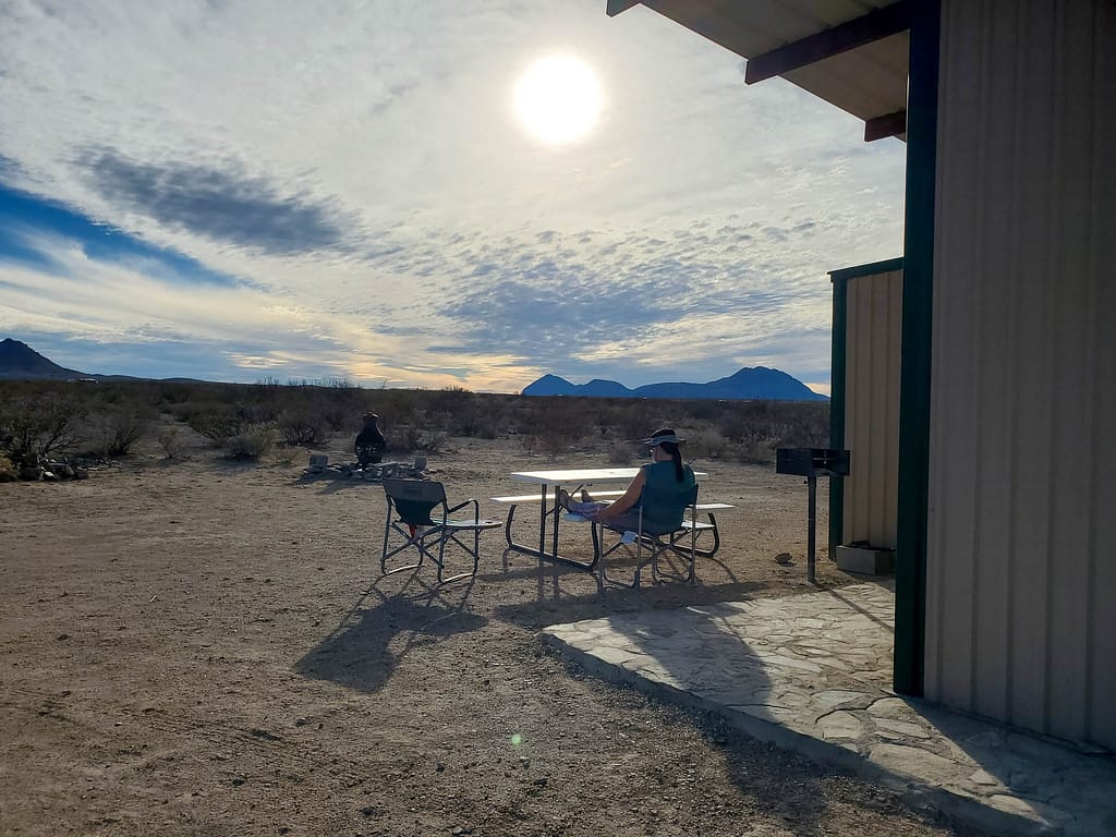 outdoors at the cabin