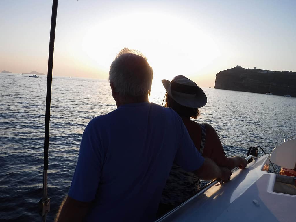 Santorini sunset silhouette