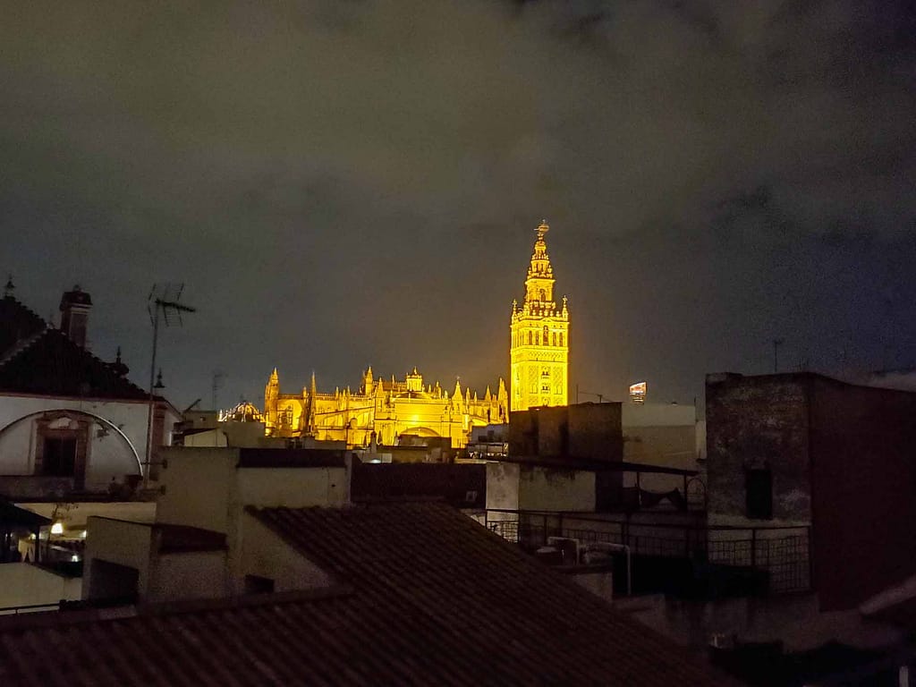 illuminated cathedral