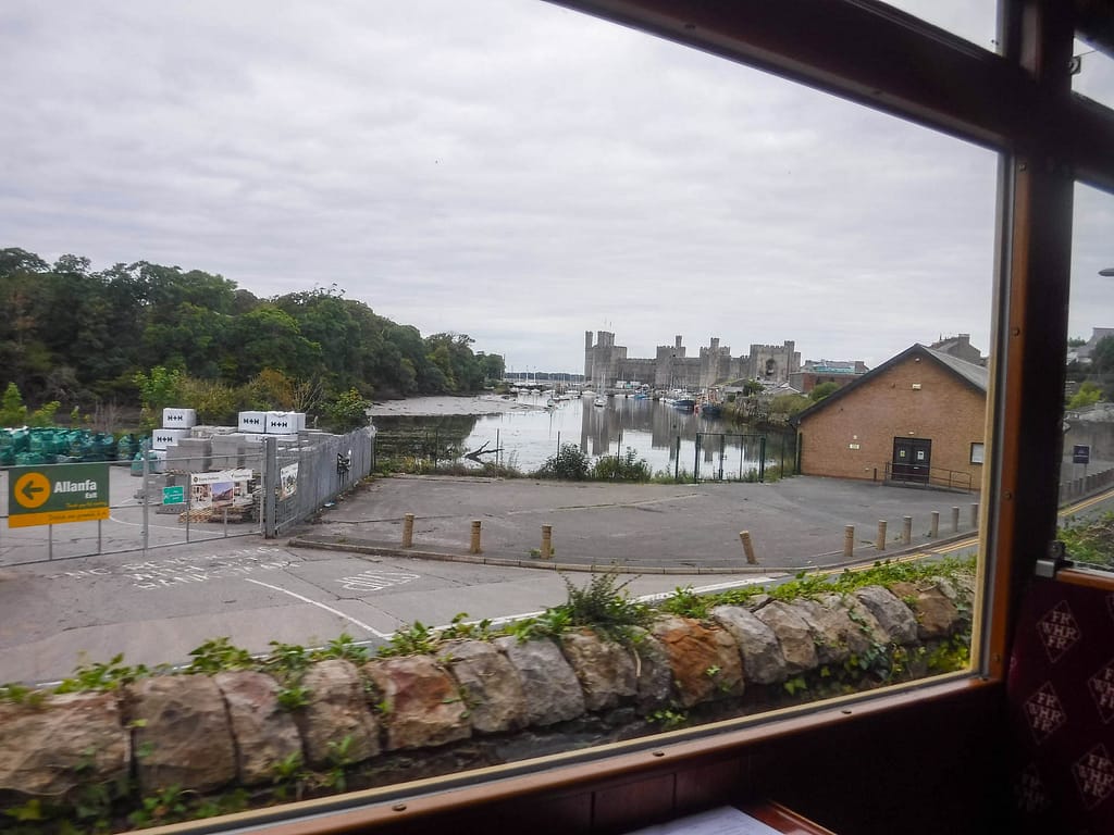 Caernarfon Castle from train