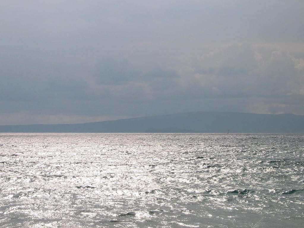 gray sea and island