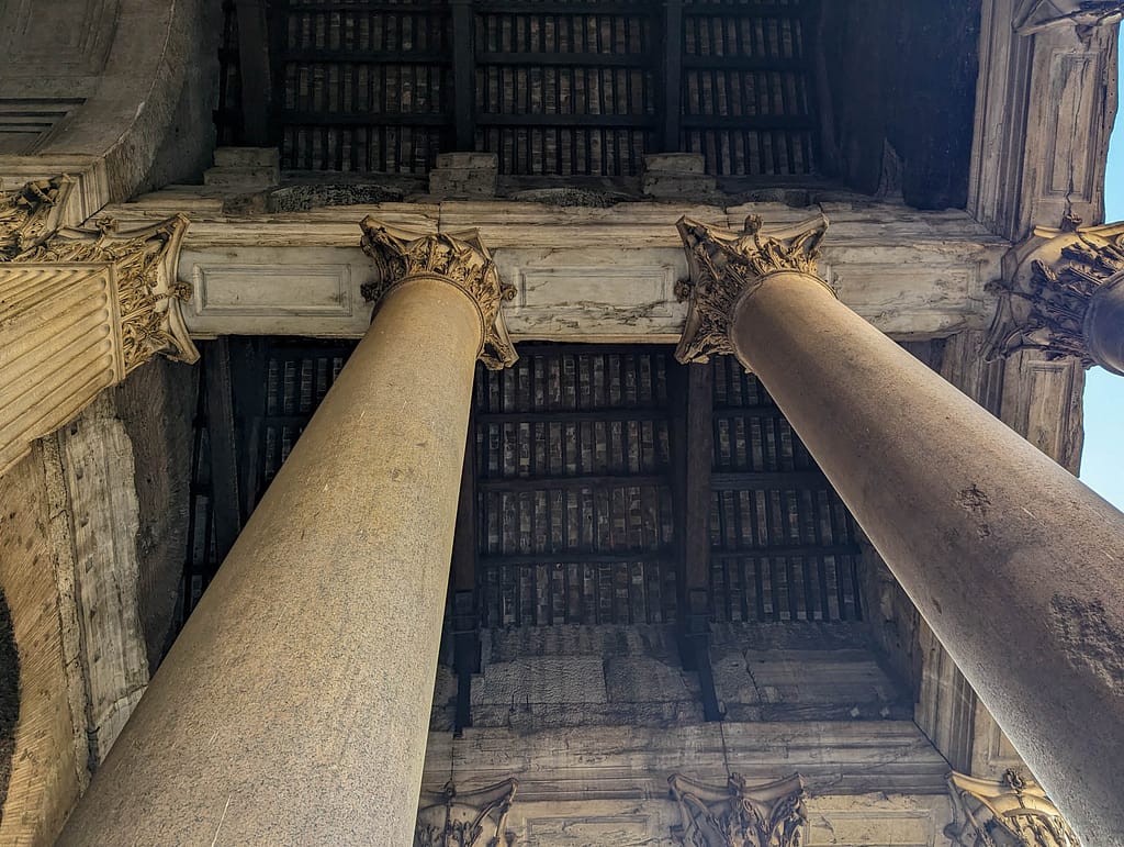 exterior columns and roof