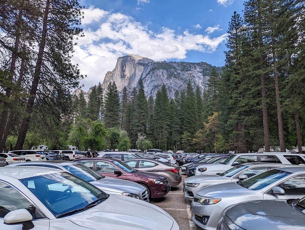 cars and Half Dome