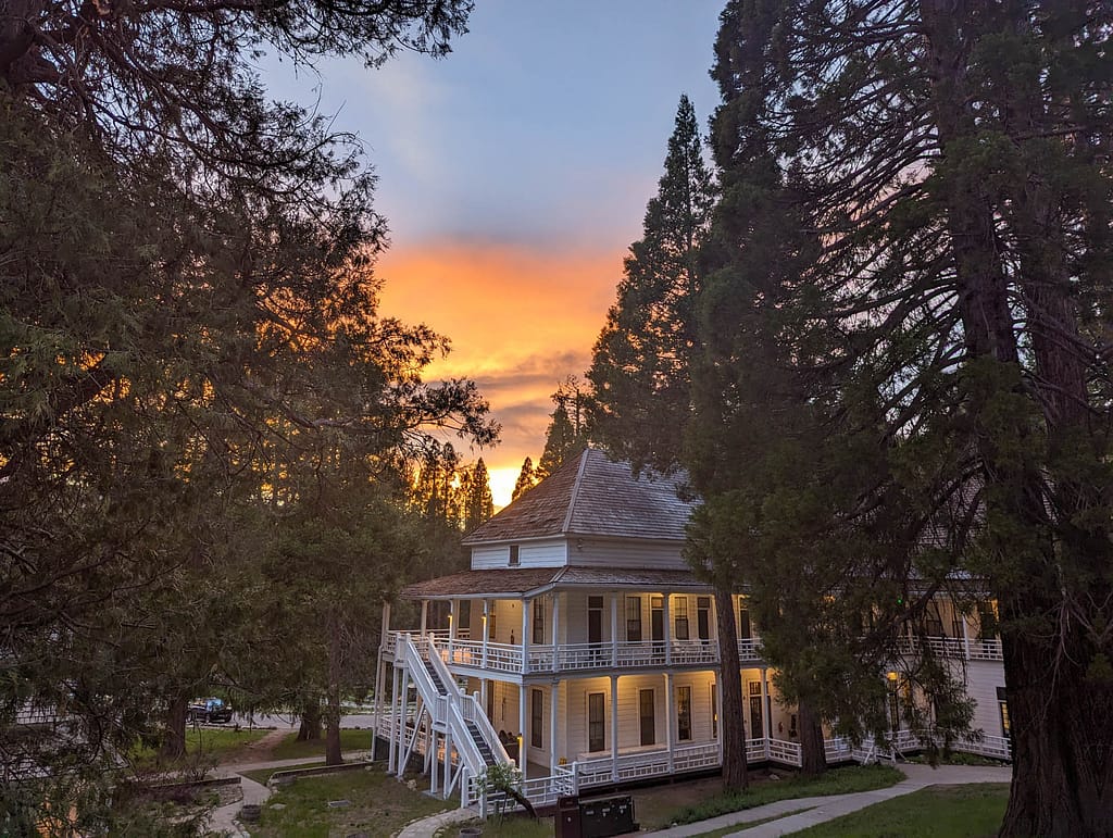 sunset behind hotel