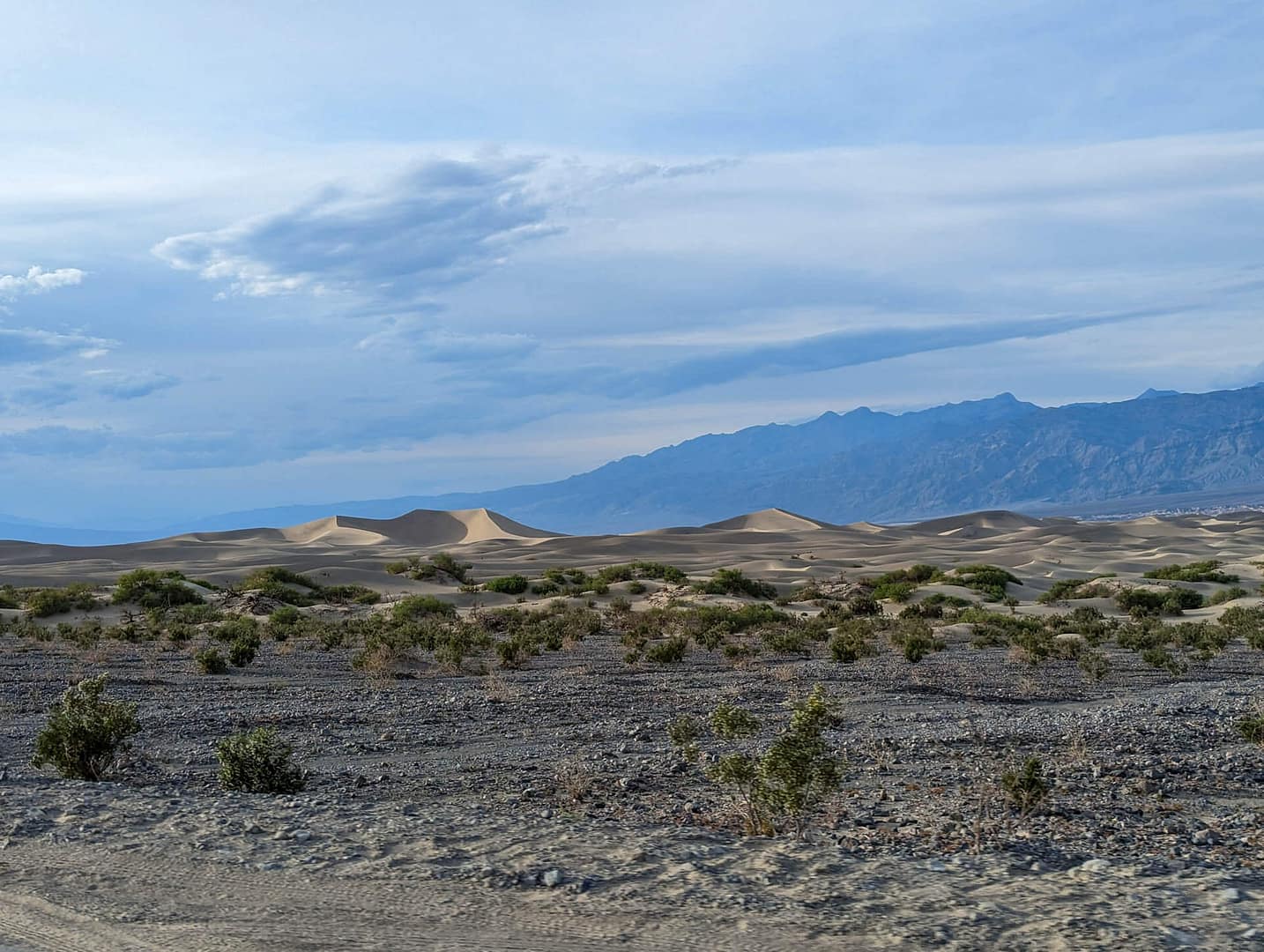 dunes against mountains