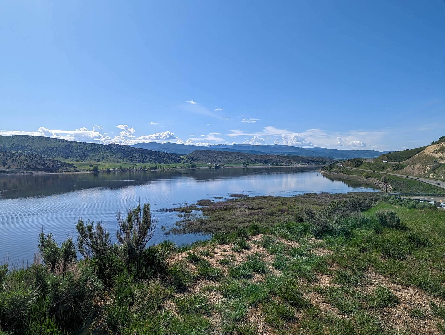 lake with hills