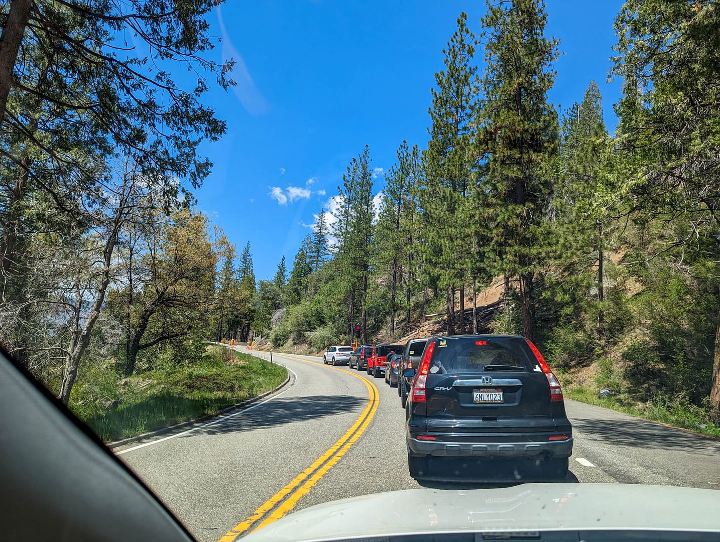 cars waiting at road construction