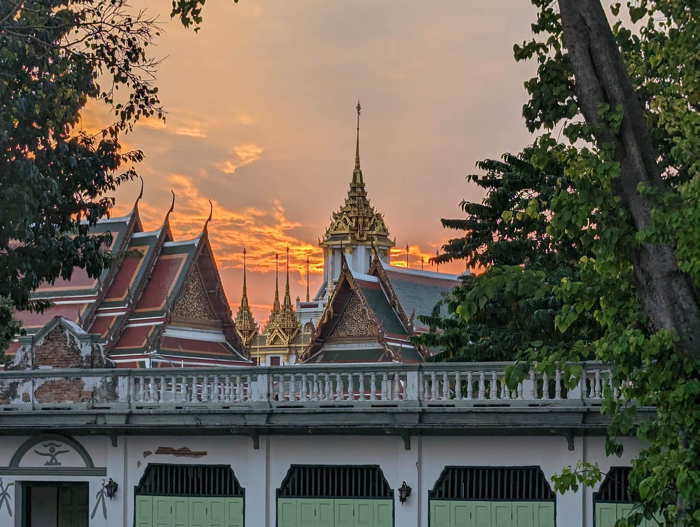 sunset over temple