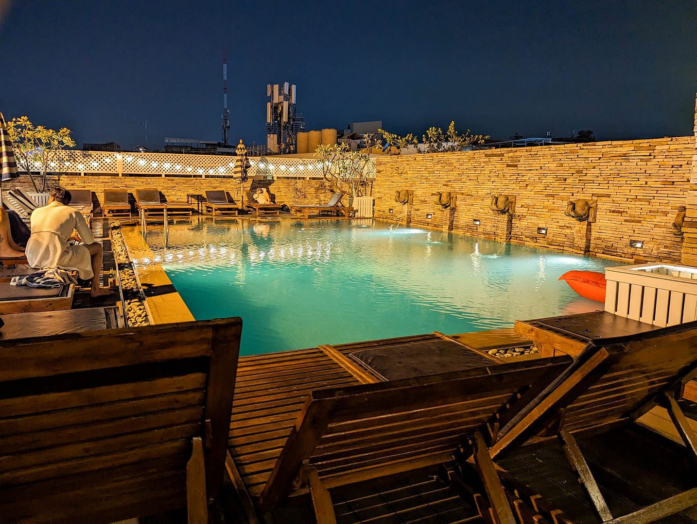 swimming pool at night