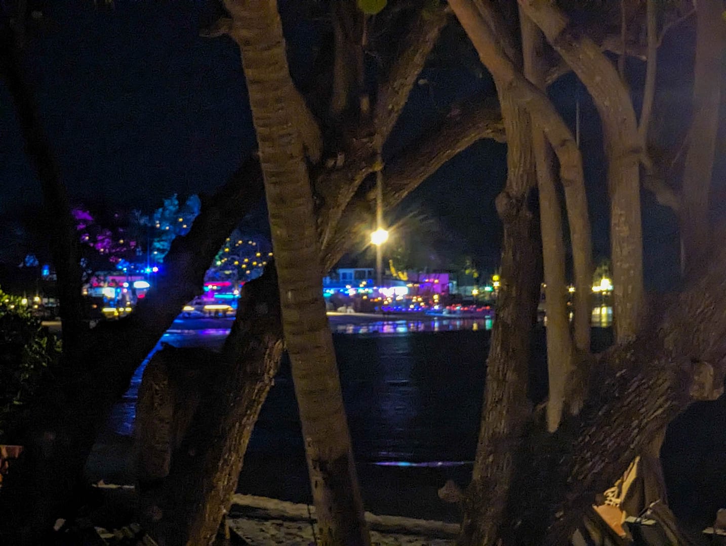 beach bar at night
