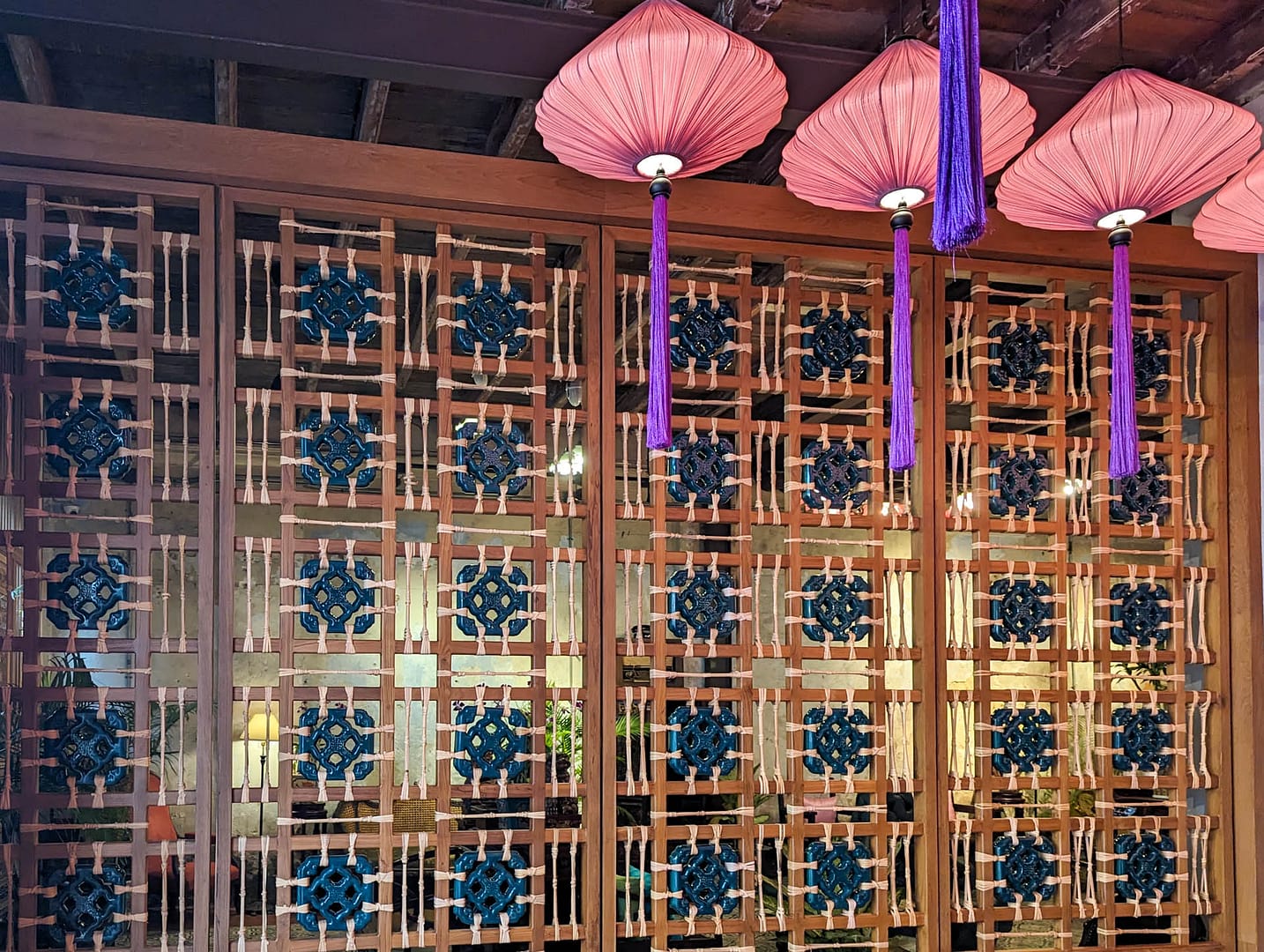 screen with paper lanterns