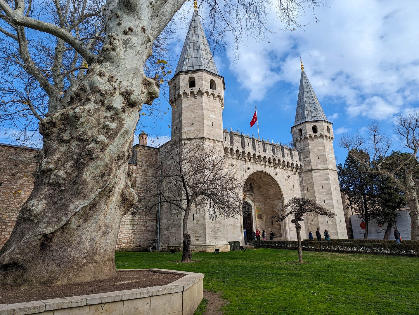 palace entrance with towers