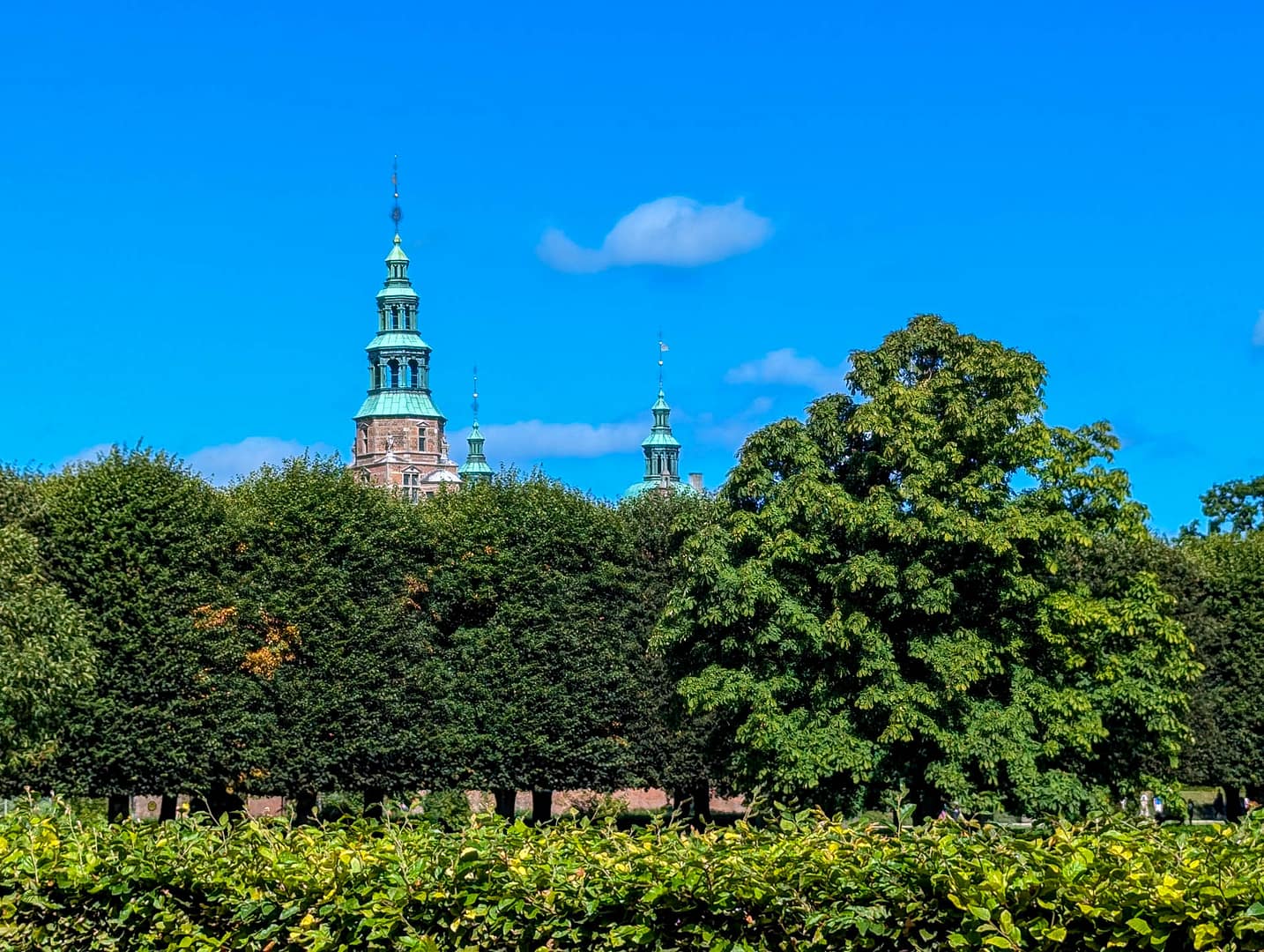Rosenborg spires above trees