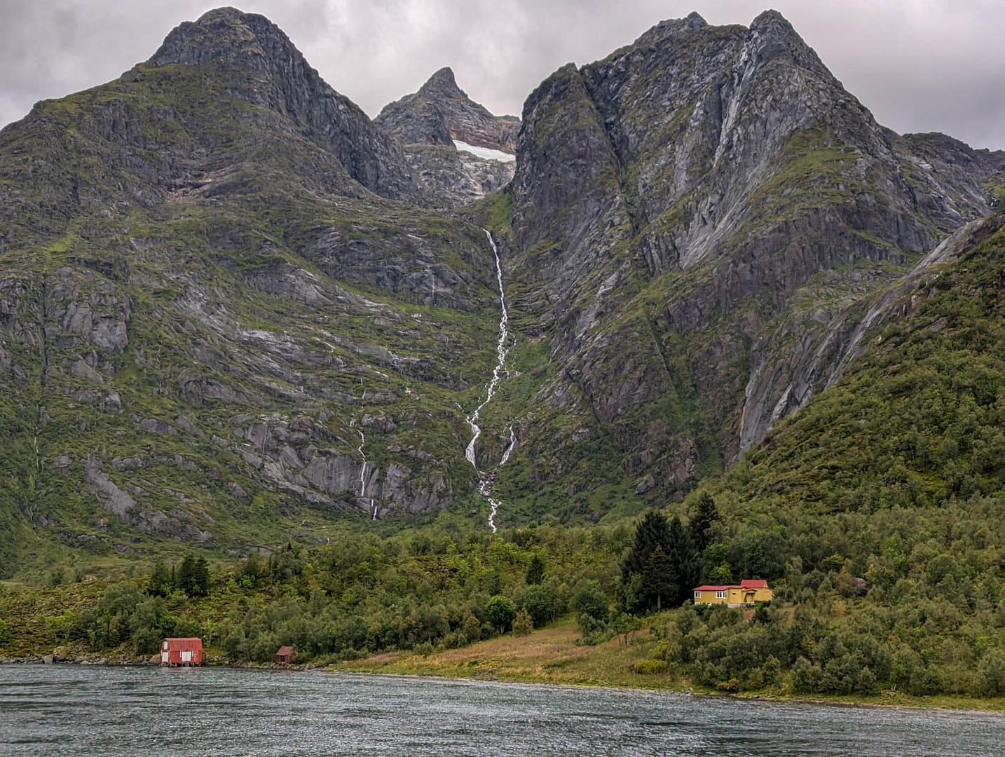 glacier and waterfall