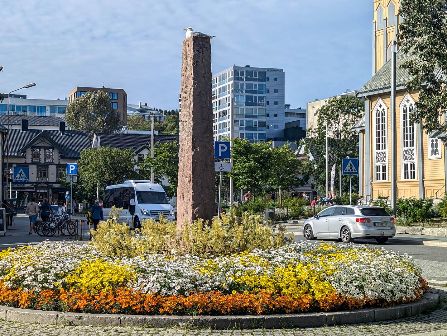 monolith with flowers