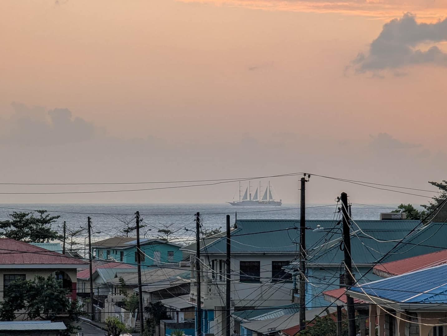 dusk with ship