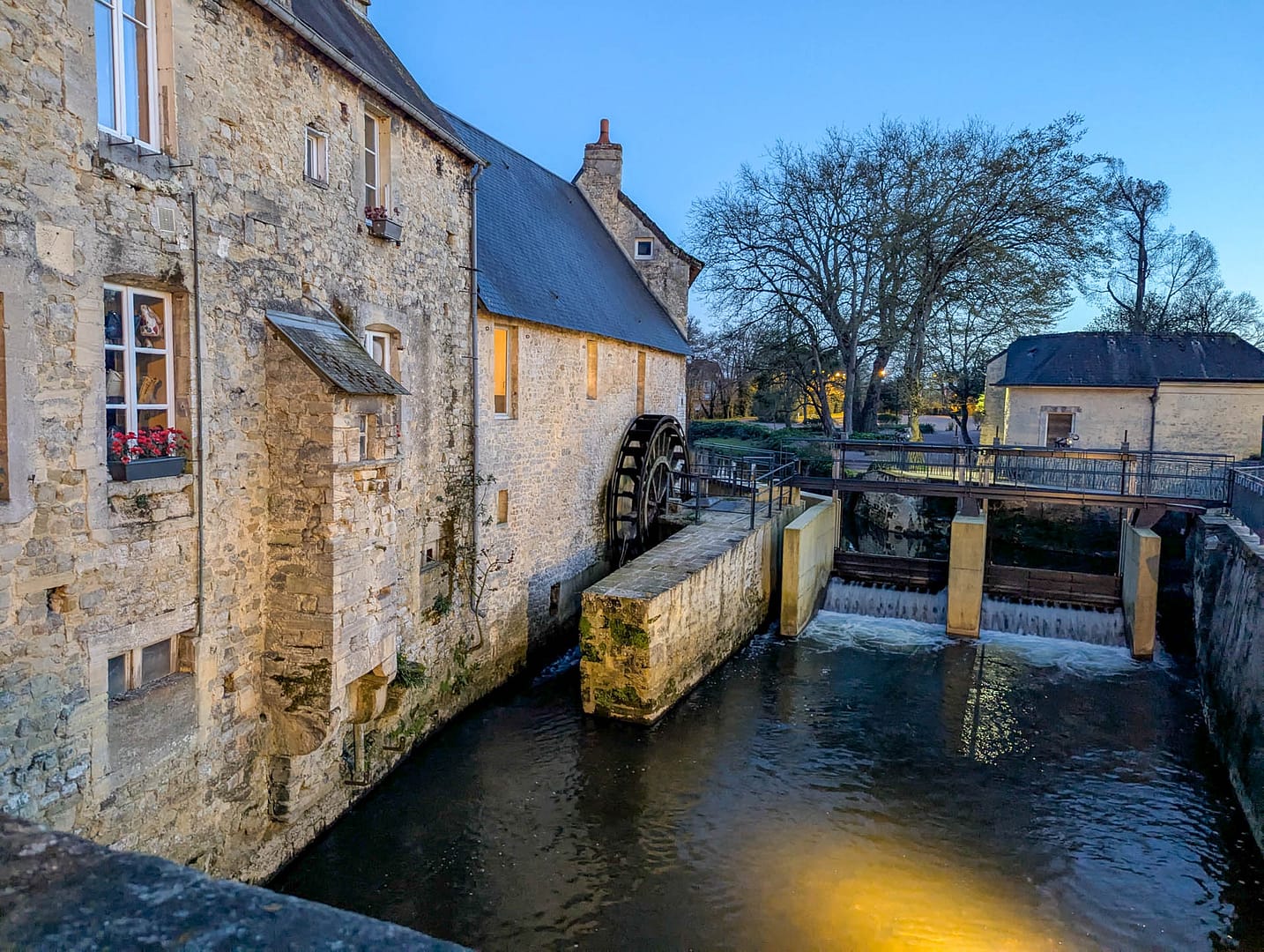 water wheel in the center of town
