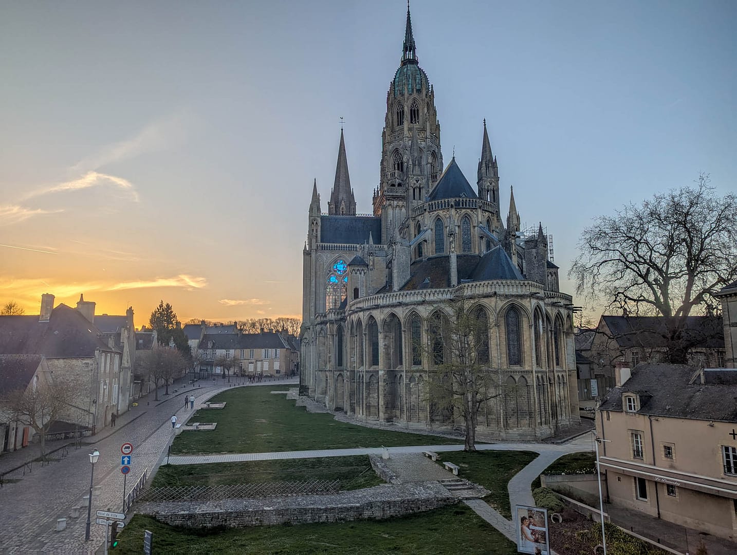 Bayeux cathedral at sunset