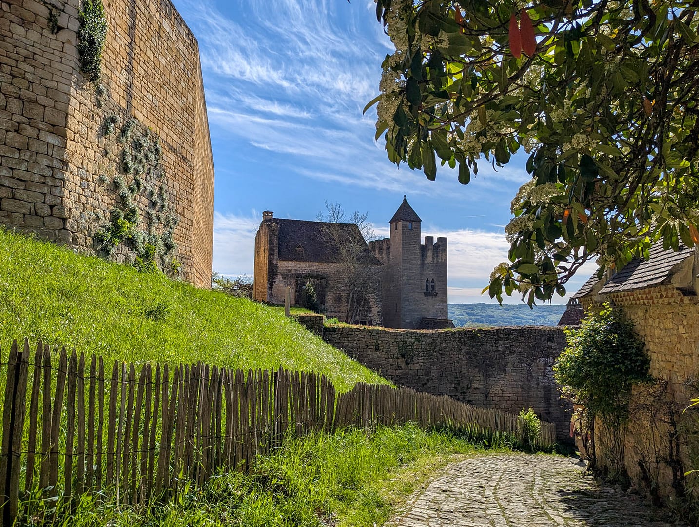 chateau on steep road