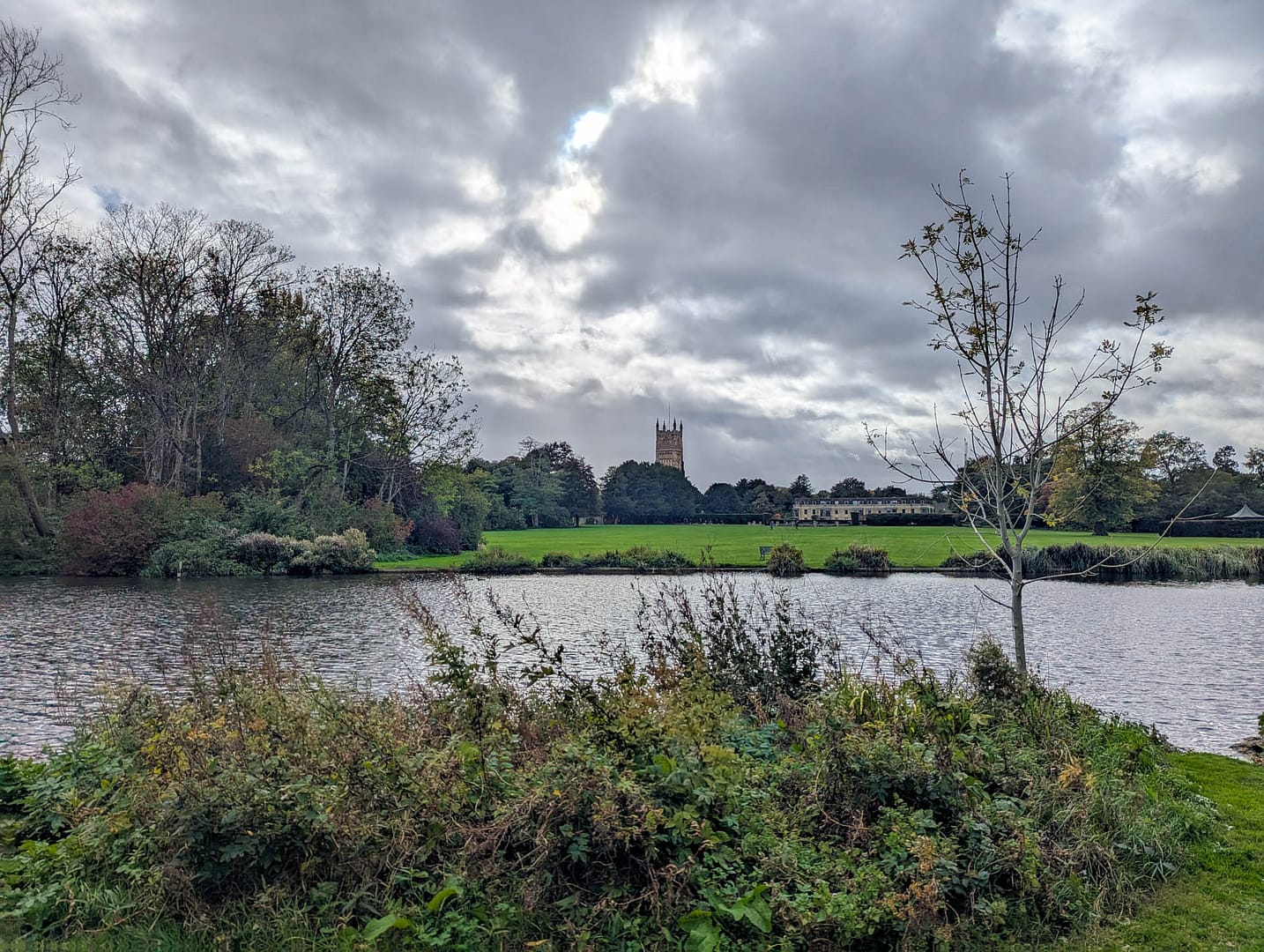 pond on dramatic cloudy day