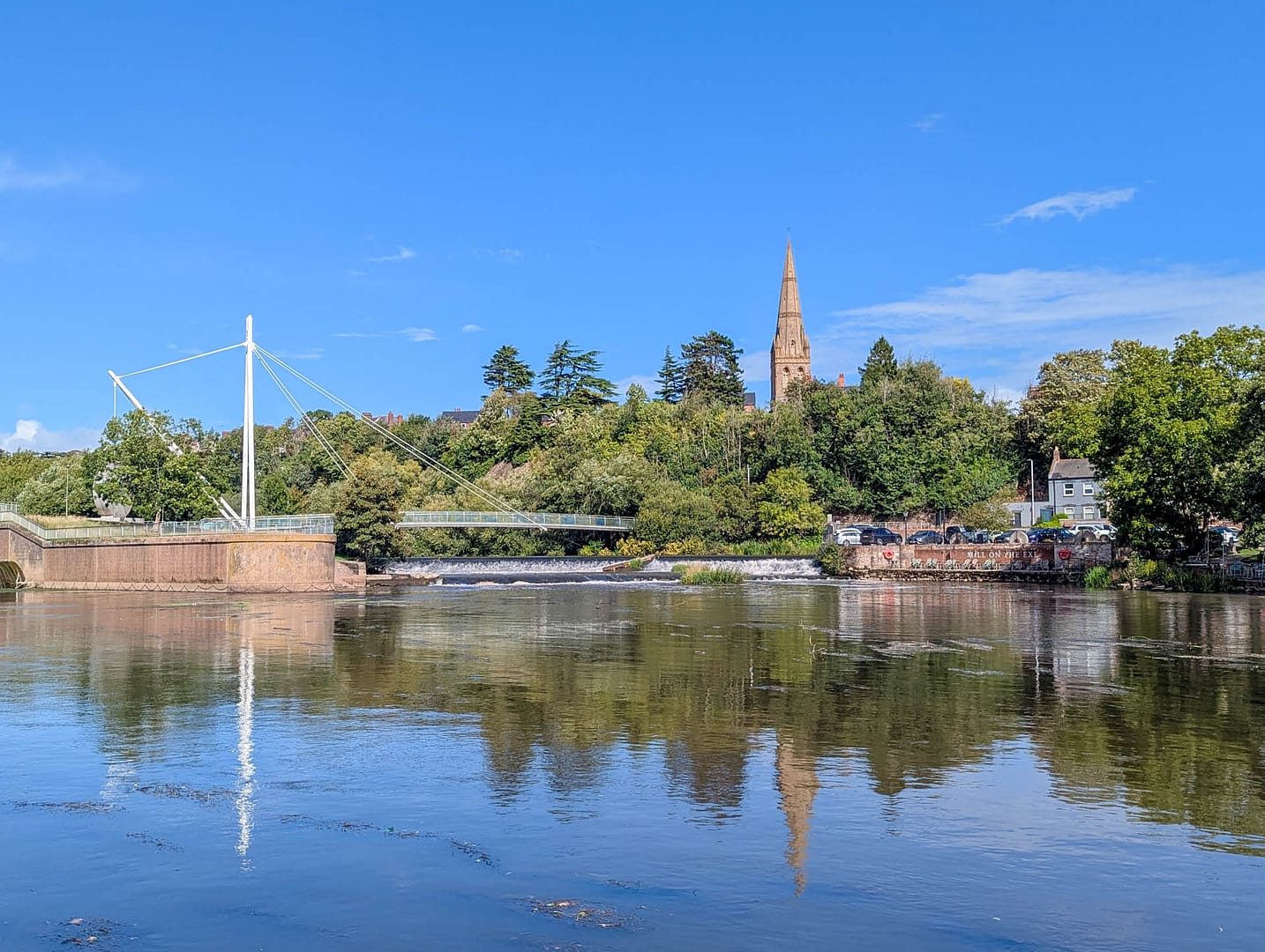 River Exe with bridge and steeple
