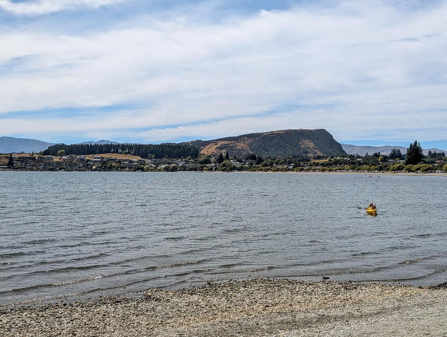 Mount Iron from across lake with kayak in front
