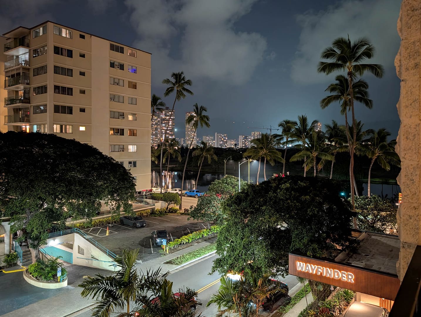 hotel view at night
