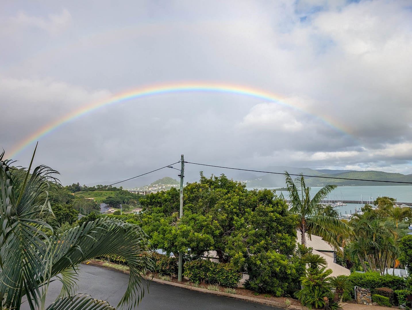 rainbow over bay