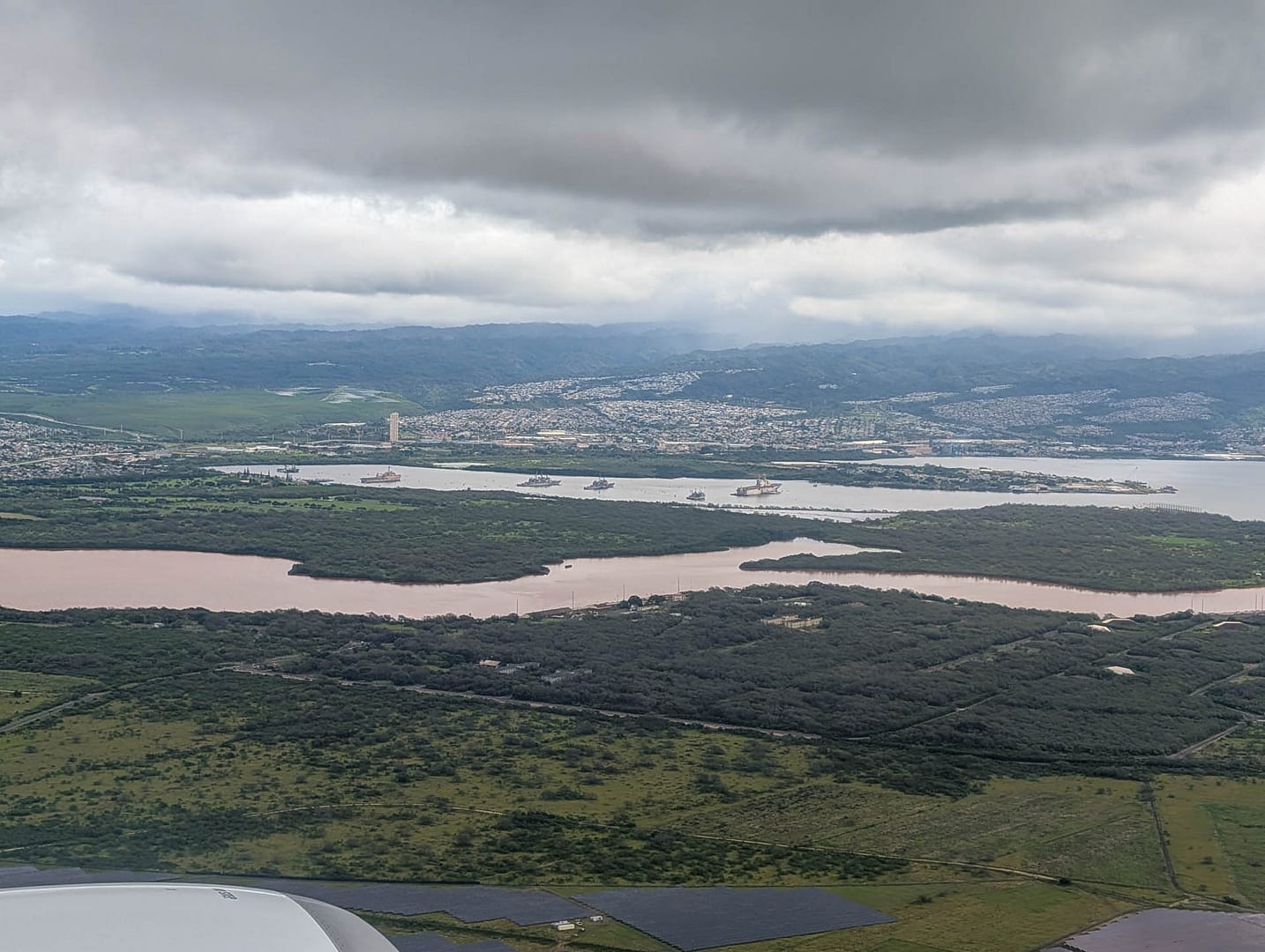 flying over Pearl Harbor