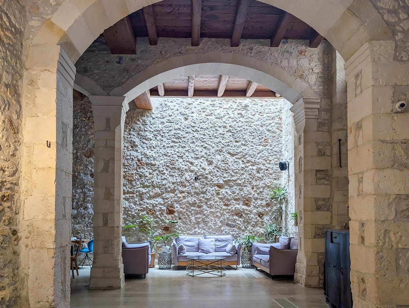 archways with sofa at end