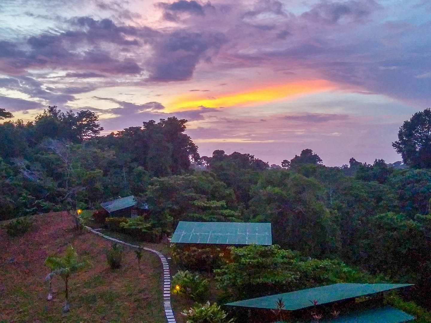 sunset over the hotel