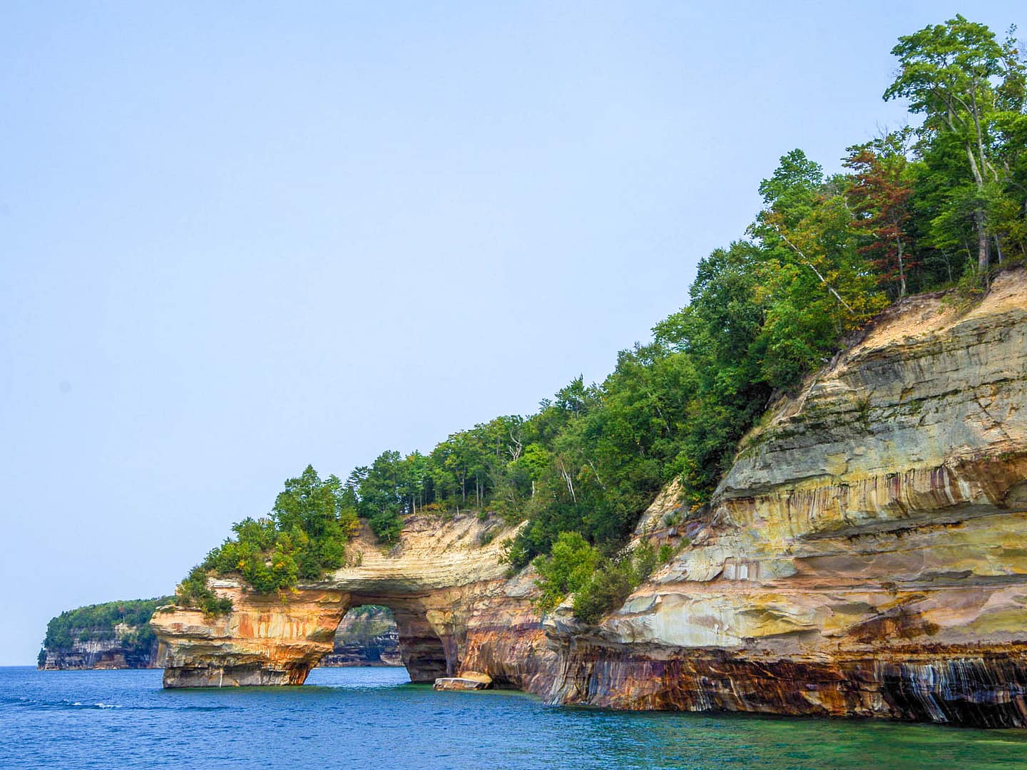 rock arch in lake
