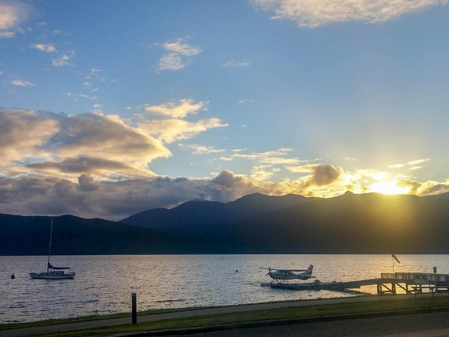 sunset over lake