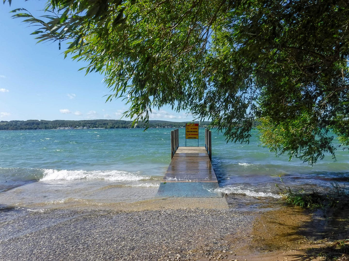 waves over boat launch
