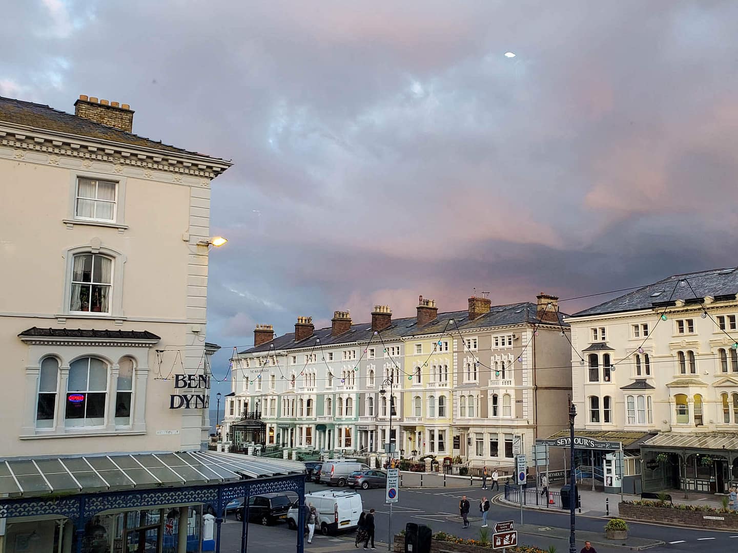 moody sky above hotels
