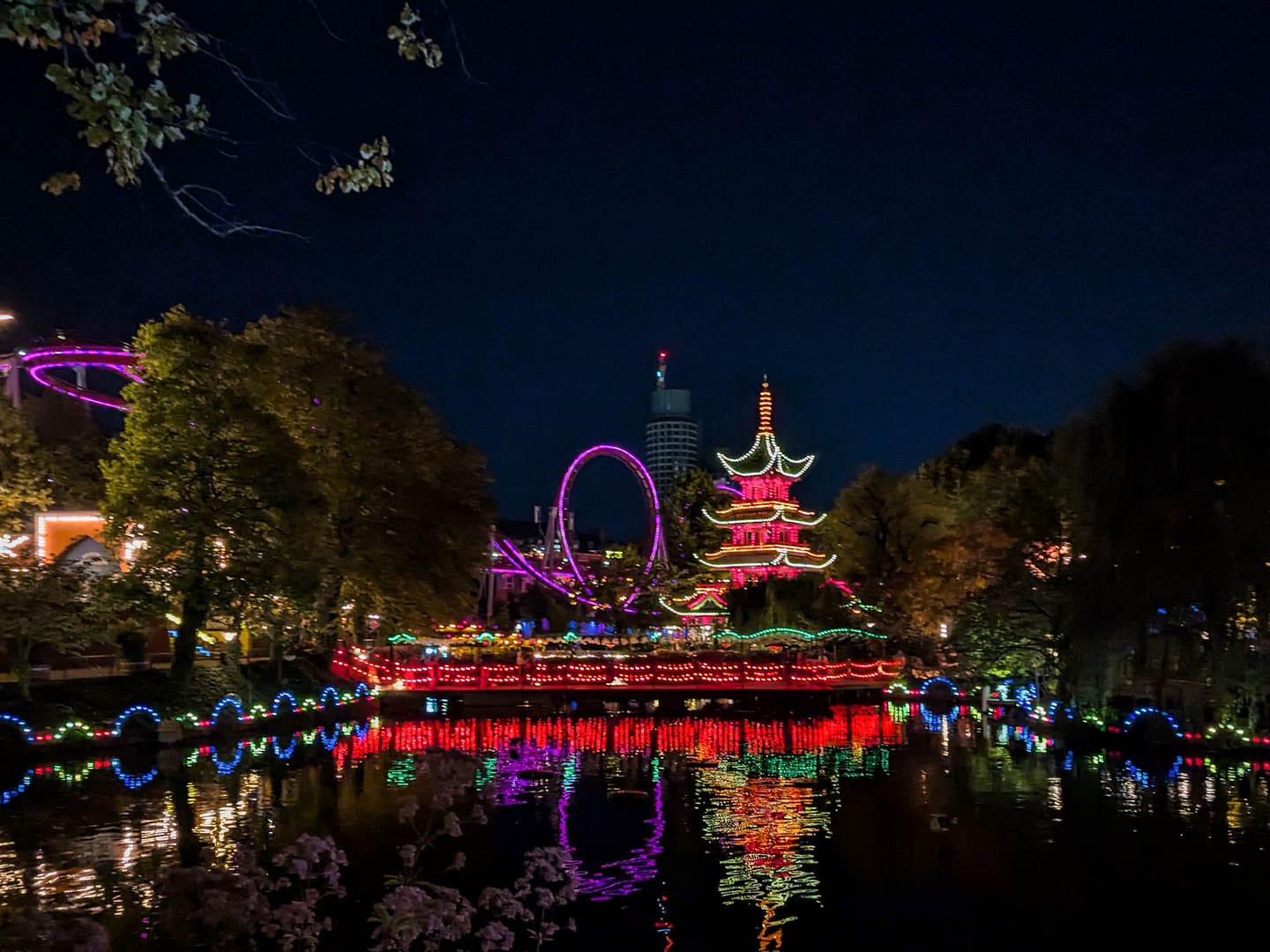 lighted carnival at night