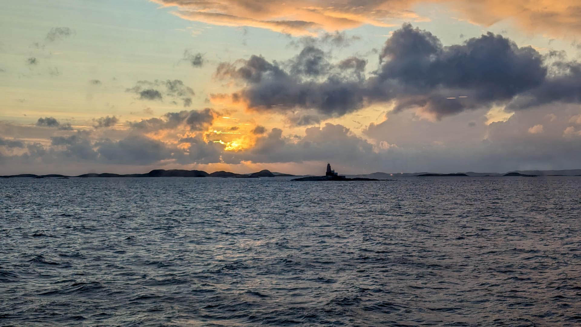 sunset over islands