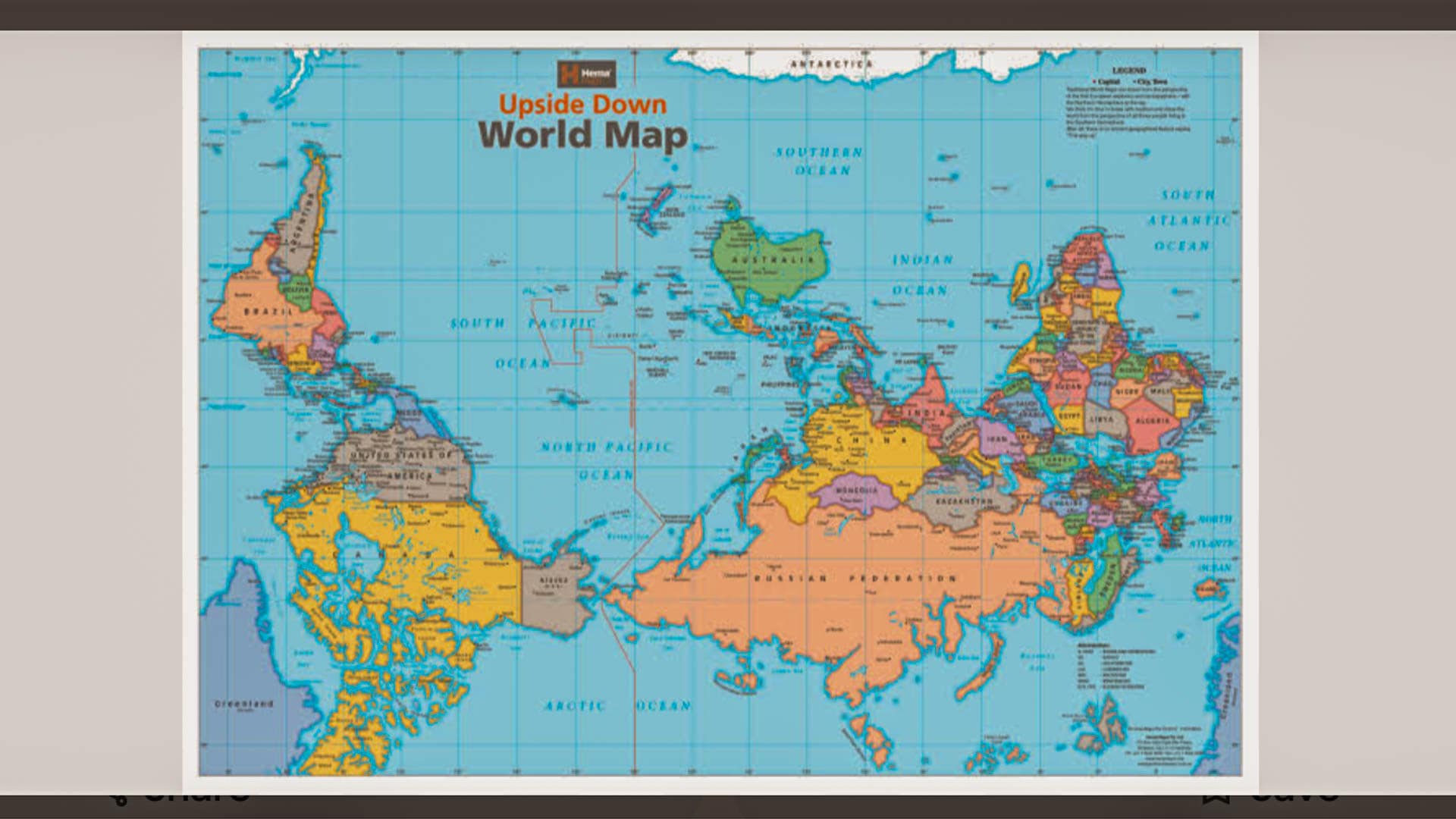 upside down world map