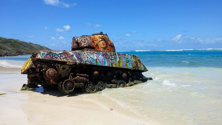 tank on Flamenco Beach