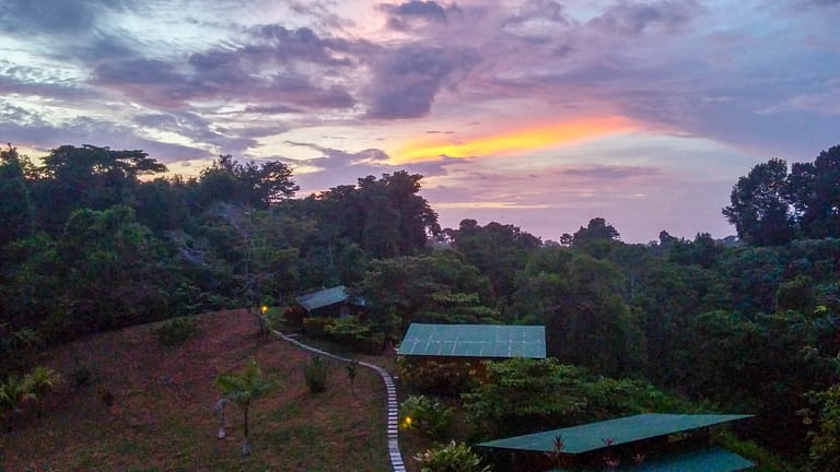 sunset over the hotel