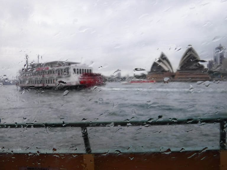 paddleboat in rain