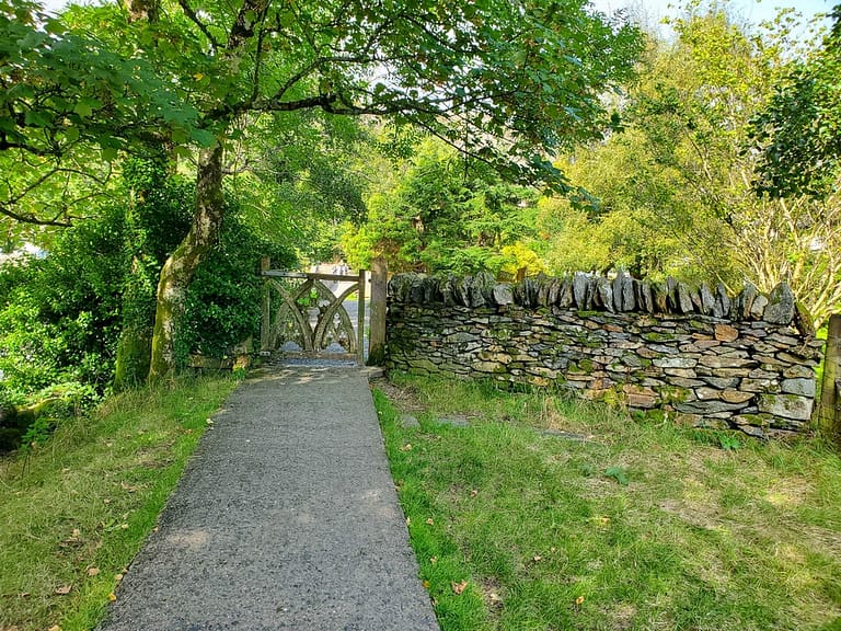 old gate in stone wall