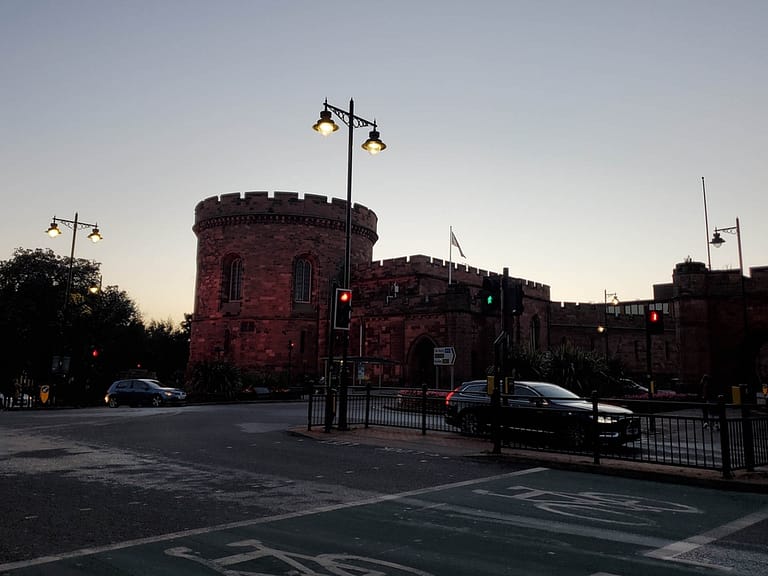 old tower in Carlisle at dusk