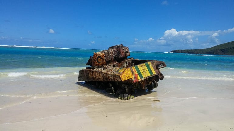 tank on beach
