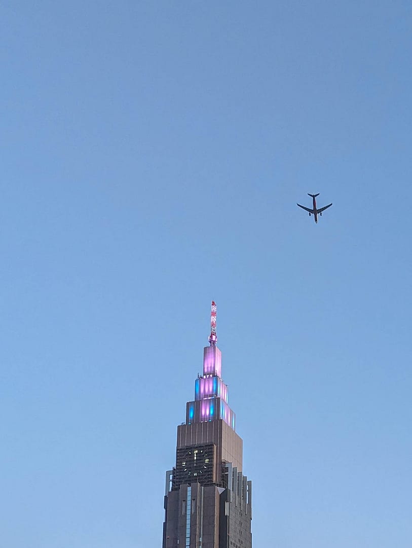 plane and spire
