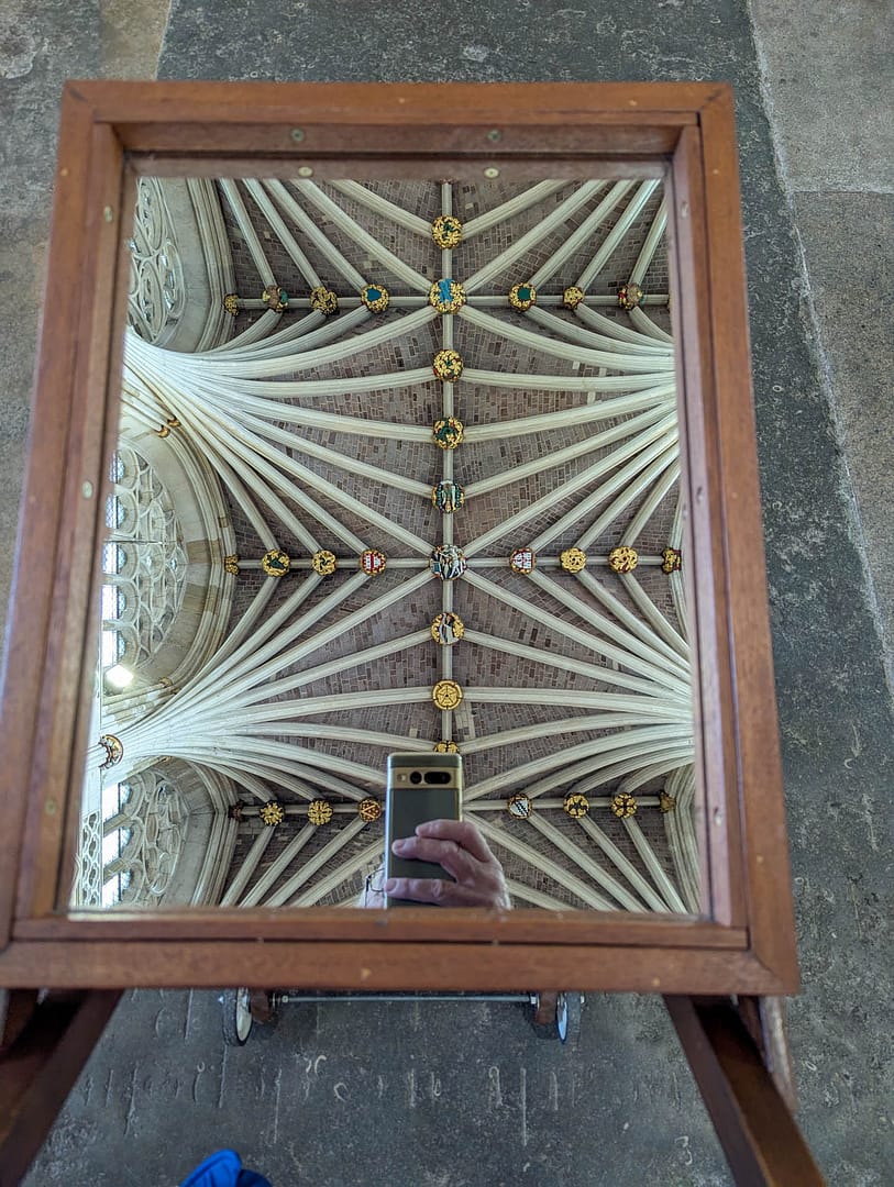 ceiling viewed in mirror